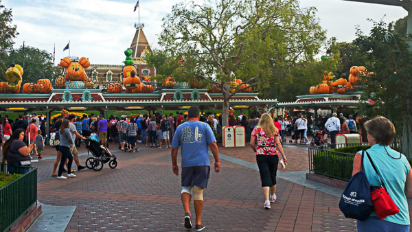 Entering Disneyland all decked out for Halloween and the 60th anniversary
